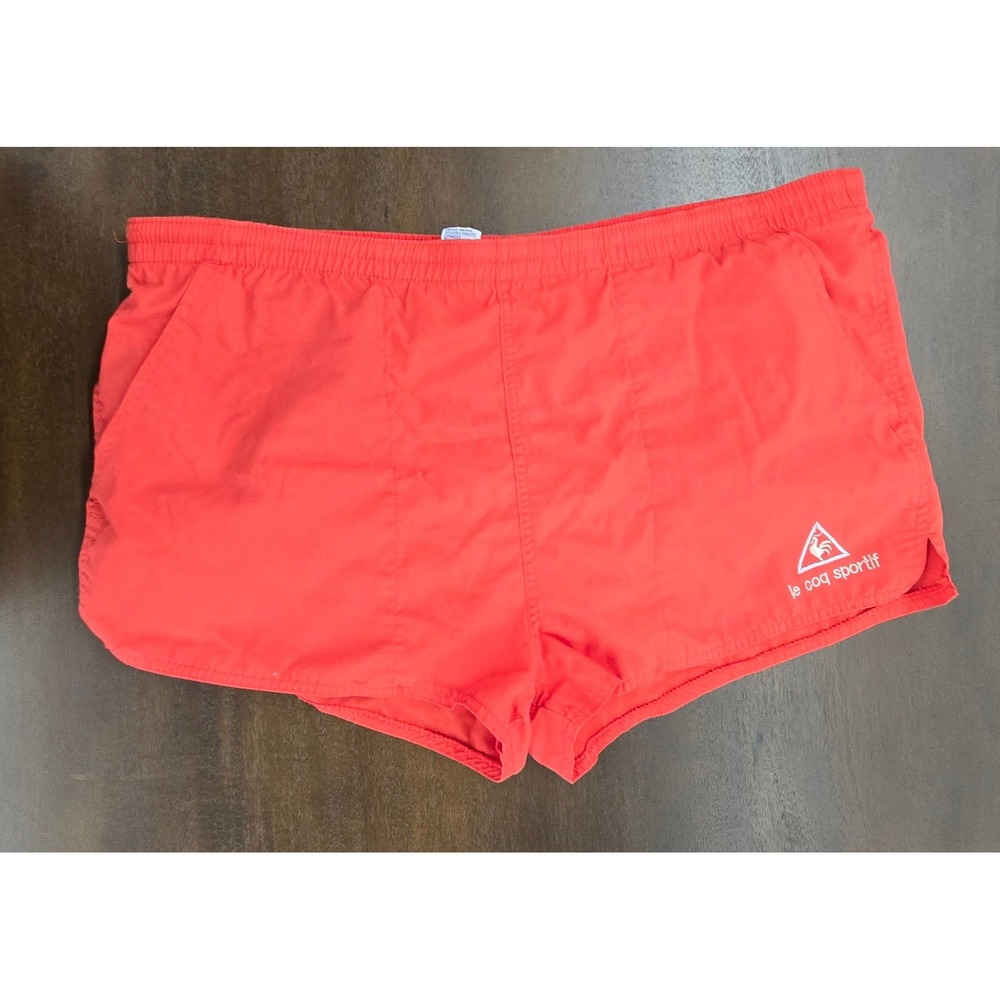 Vintage Le Coq Sportif Red shorty short trunks XL Red poly cotton man panties‎